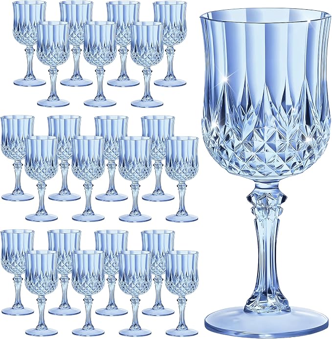 7OZ Plastic Wine Glasses, Reusable Vintage Goblets Unbreakable Drinking Glasses by Unknown