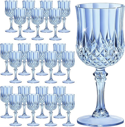 7OZ Plastic Wine Glasses, Reusable Vintage Goblets Unbreakable Drinking Glasses by Unknown