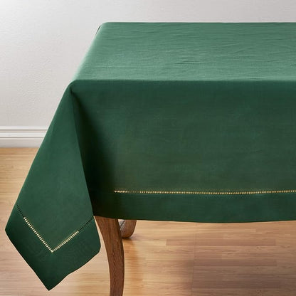 SARO LIFESTYLE Hemstitched Border Tablecloth, Jasper Green by SaroLifestyle