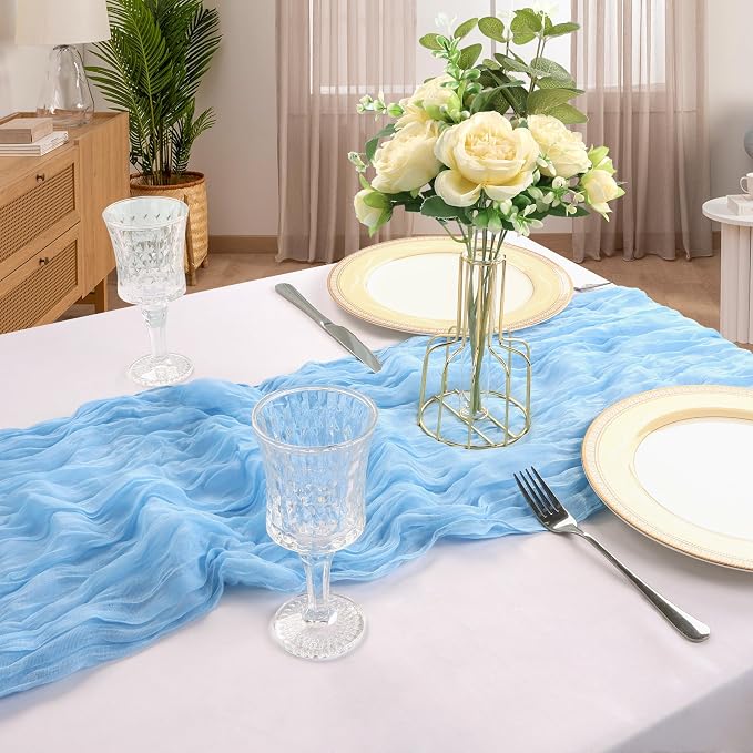 6 Pack 10Ft Baby Blue Cheesecloth Table Runner 23 x 120 Inch | Gauze Rustic - Image 6