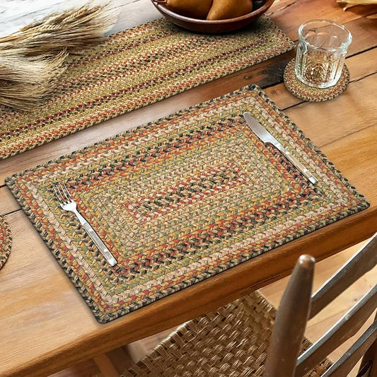 Homespice Kingston Dining Placemats, Warm Country Decor, Set of 6, Multicolor - 13x19 Rectangle Table Mats - Vibrant Colors, Durable, Easy to Clean and Protects Furniture