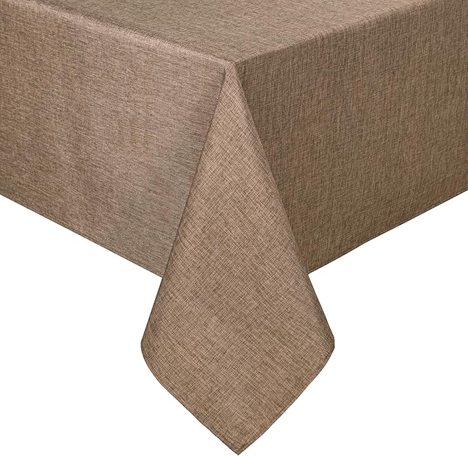 Hiasan Faux Linen Square Tablecloth - Wrinkle and Stain Resistant Washable Table Cloth for Kitchen Dining Room Holiday Table Cover for Party Dinner, Khaki, 60 x 60 Inch