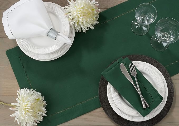SARO LIFESTYLE Hemstitched Border Dinner Napkin, Jasper Green - Image 7