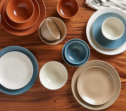 Sango Siterra Painter's Palette 16-Piece Stoneware Dinnerware Set - Service for 4, Ceramic Plates and Bowls Sets, Chip Resistant, Rustic Dishware, Microwave & Dishwasher Safe Kitchen Dishes