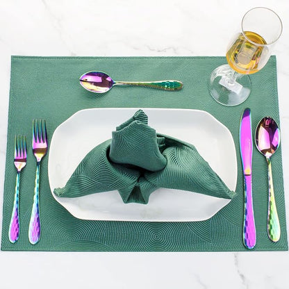 Hammered Silverware Set 20 Pieces, 18/10 Stainless Steel Colorful Silverware Set - Image 7