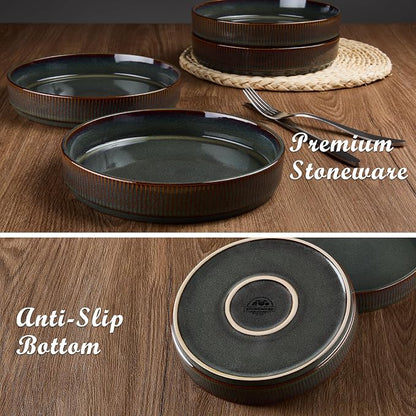 E-far Pasta Bowls Set of 6, 35oz Large Salad Bowl Plate - Image 5
