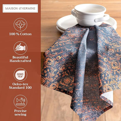 Maison d' Hermine Cloth Napkins Set of 4 100% Cotton for Thanksgiving Christmas Decorations Everyday Reusable Square Fall Napkins Cloth Washable Dinner Party (Imperfection, 20"x20")