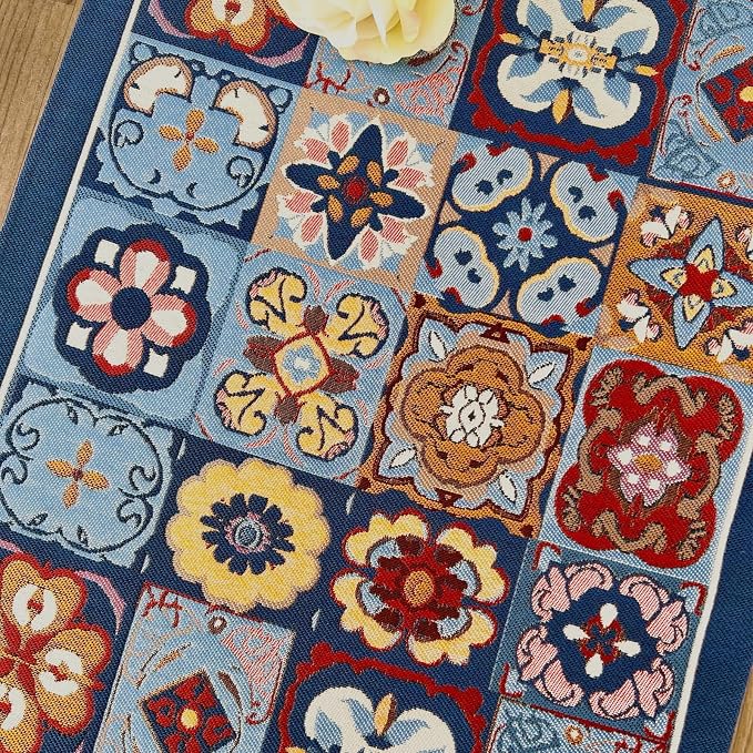 Floral Table Runner with Tassel Edges, Cotton Blend Decorative Runner - Image 2