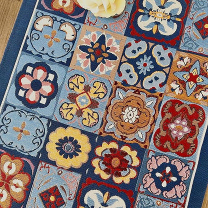 Floral Table Runner with Tassel Edges, Cotton Blend Decorative Runner - Image 2