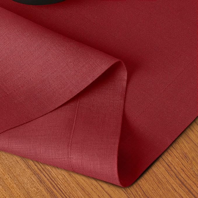 D'Moksha Homes Linen Red Table Runner 90 Inches Long - 100% Pure Linen 14 x 90 Inch Table Runner for Dining, Valentines, Spring - Machine Washable