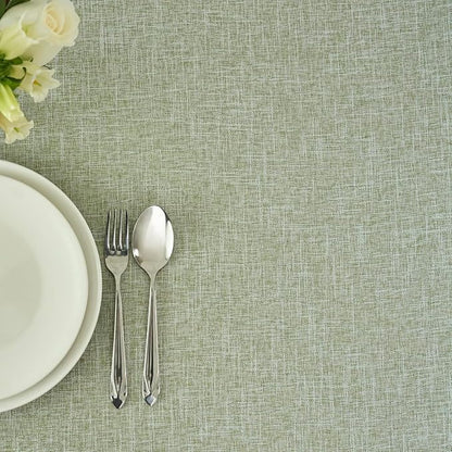 maxmill Flaxy Faux Linen Table Cloth with 2-Tone Slubby Texture Wrinkle Free Anti-Shrink Soft Tablecloth Decorative for Kitchen Dining Tabletop Outdoor and Indoor Use Rectangle 60 x 104 Inch Sage