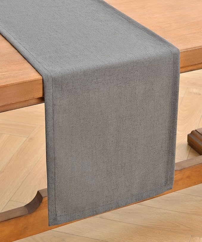 Wracra Linen Table Runner, Charcoal Grey Table Runners 108 Inches Long | Rich - Image 7