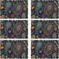 Table Placemats Set of 6 Indian Vintage Paisley Pattern Blue Place Mats Washable Kitchen Dining Linen Table Mats Stain Heat, for Home Party Indoor 12x18 in