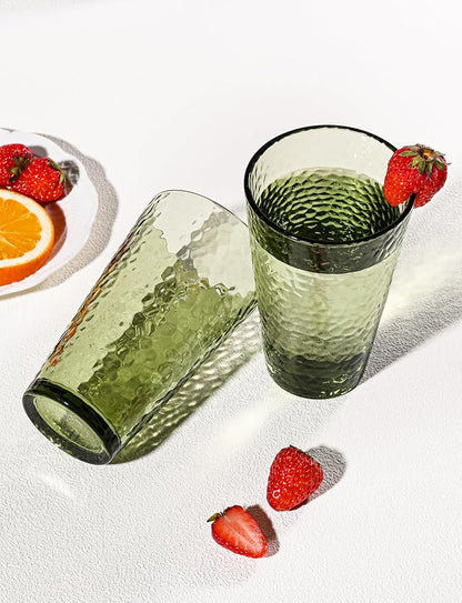 Amyoole Drinking Glasses Set of 8, 16oz Green Highball Water Glasses | - Image 7