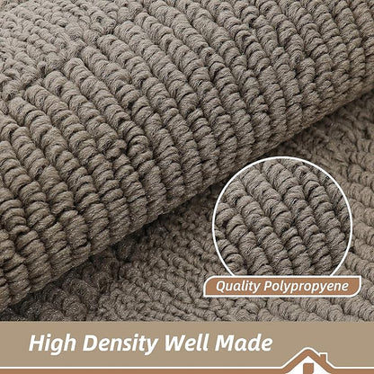 BEQHAUSE 30x18 Inch Kitchen Rug Mat Durable Kitchen Rugs Non-Slip Washable Absorbent Kitchen Mats for Floor Dirt-Resistant Semicircular Kitchen Mat (Taupe)