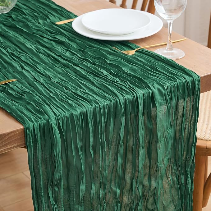 Asee'm Emerald Green Cheesecloth Table Runner Christmas 10FT Gauze Rustic | by Aseem