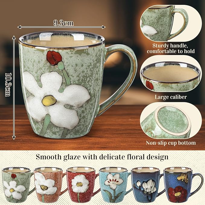 Maxdot 12oz Ceramic Coffee Mugs, Glazing Process Coffee Cup - Image 2