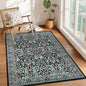 GarveeHome 4x6 Washable Area Rug for Living Room, Floral Large Entryway Kitchen Rug Non Slip, Ultra Soft Stain Resistance Carpet for Bedroom Laundry Room, Black