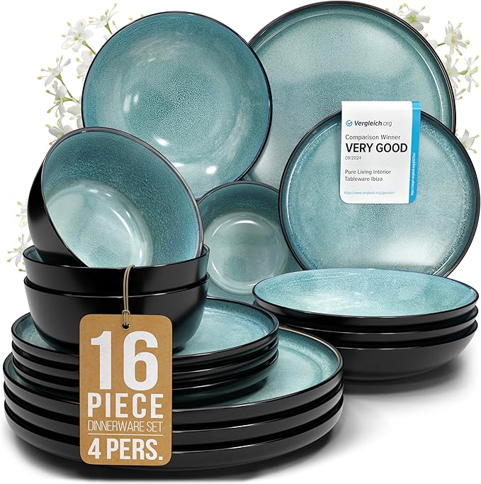 16 Piece Stoneware Dinnerware Set by PURELIVING