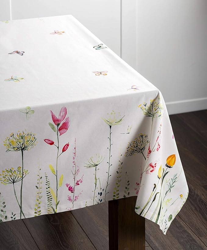 Maison d' Hermine Table Cloth Rectangle Table 100% Cotton 60 x 120 Inches Tablecloth Reusable Decorative for Dining Room Farmhouse Home Valentines Day Decorations Spring Summer - Botanical Fresh