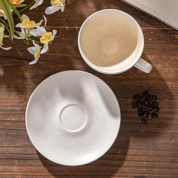 Ceramic Latte Art Mug With Saucer - 10 oz - Image 4
