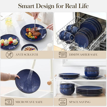MALACASA 12 Pieces Dinnerware Sets, Modern Plates and Bowls Sets, Kitchen - Image 4