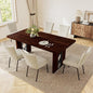 7-Piece Dining Table Set for 6 People, 70.8" MDF Kitchen Table with 6 Velvet Chairs, Space-Saving for Dining Room, Breakfast Nook(Walnut Table+6 Beige Chairs)