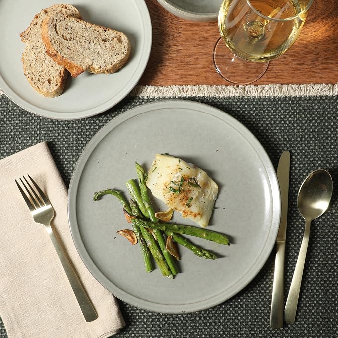 Gibson Elite Beckett Stoneware Matte Reactive Glaze 16 Piece Plates and Bowls - Image 3