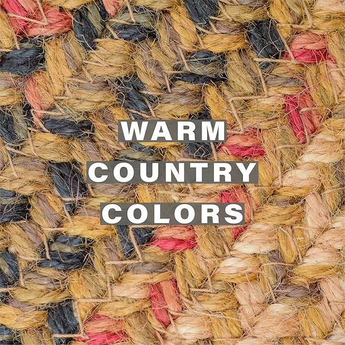 Homespice Russet Jute Braided Short Table Runner, Warm Country Decor, Set of 2, Multicolor Rectangle 8x28 - Rich Colors, Easy to Clean, Durable and Protects Furniture