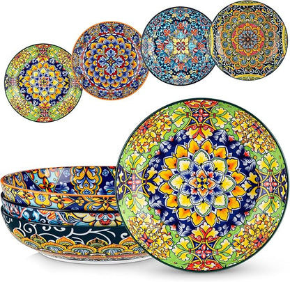 vancasso Pasta Bowls Set of 4, 42oz Ceramic Serving Bowls, Boho Pasta Plates | by vancasso