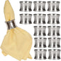 CLEENTABLE Napkin Rings 12 Pcs Decorative Metal Napkin Holder Buckles, Fall Thanksgiving Christmas Napkin Rings, Napkins Rings for Dinner Table Decor, Wedding, Banquet, Party, Easter (Silver)