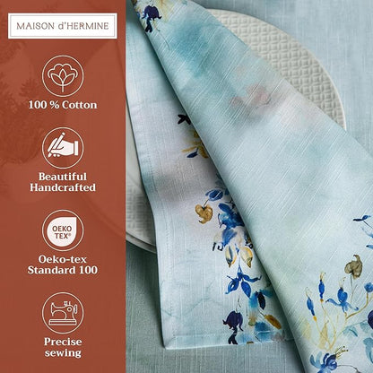 Maison d' Hermine Cloth Napkins Set of 4 100% Cotton Everyday Reusable Square Napkins Cloth Washable Dinner Wedding Restaurant Valentines Day Decorations Spring/Summer (Lazy Summer Days, 20" x 20")