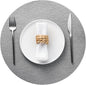 Jovono 15" Faux Leather Big Round Placemats Set of 4 - Washable Heat Resistant Non-Slip Dining Table Mats with Fabric Texture for Kitchen Home Party Decor, Light Gray