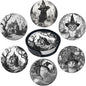 Halloween Cat Coasters Leather Round Drink Coasters 6 Pcs Set with Holderor for Cup Drink Coffee Table Bar Home Decor