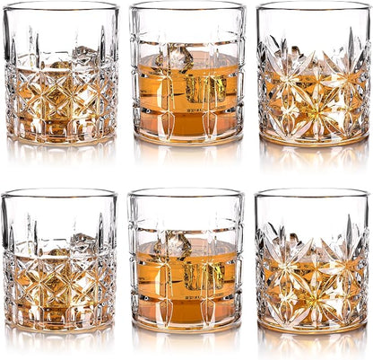 Whiskey Glasses Set of 6, 12oz Old Fashioned Whiskey Glasses Gift by Hyglazelle