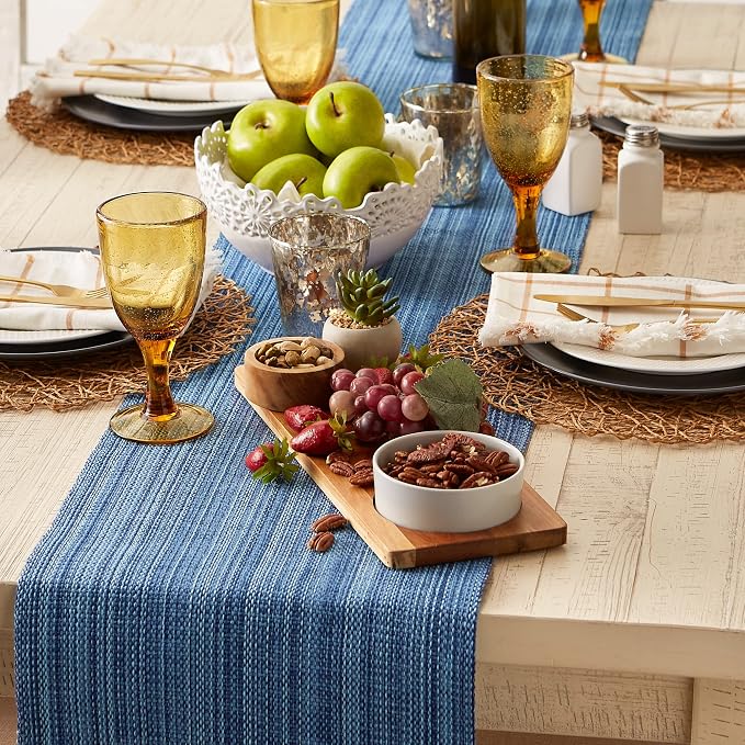DII Variegated Tabletop Collection, Table Runner, Nautical Blue - Image 4