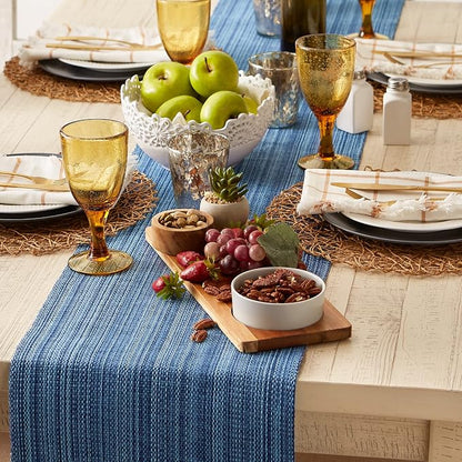 DII Variegated Tabletop Collection, Table Runner, Nautical Blue - Image 4
