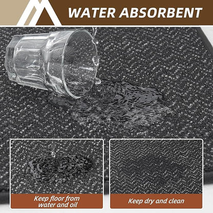 COSY HOMEER Kitchen Rugs 20"x32" Non-Slip Kitchen Mats for Floor Absorbent Stain Resistant Kitchen Floor Mat Machine Washable Rugs for Kitchen,Hallway,Sink,Dark Grey