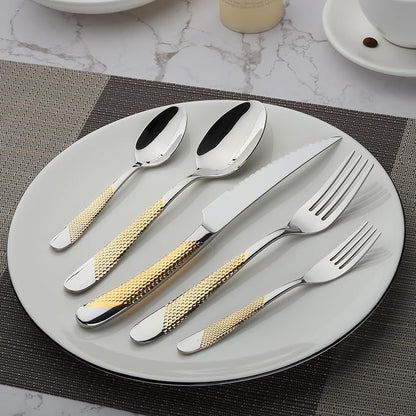 Gold Silverware Set 60-Piece Stainless Steel Flatware Cutlery Set Service - Image 6