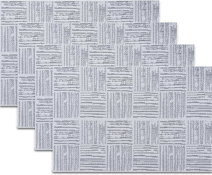 Placemats Set of 4 Plastic Vinyl Place Mats for Dinner Table, No-Slip Wipeable Table Mats Daily Use Patio Kitchen Decoration (18"x12", Grey)