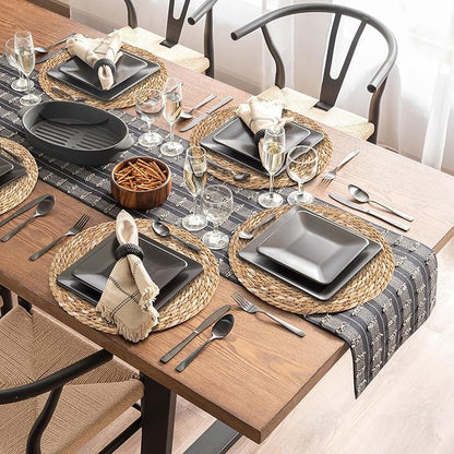 Kochorie Set of 24 Round Woven Placemats 12 Inches Bulrush Placemats Natural Hand-Woven Boho Rattan Placemats Wicker Table Mats Farmhouse Weave Place Mats for Home Dining Table