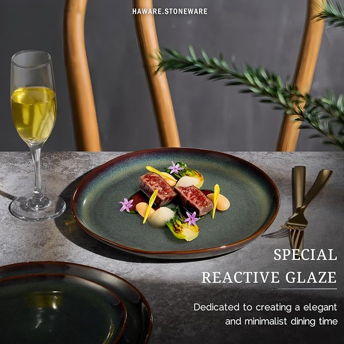HaWare Stoneware Dinner Plates Set of 6, Reactive Glaze Dinnerware - Image 6