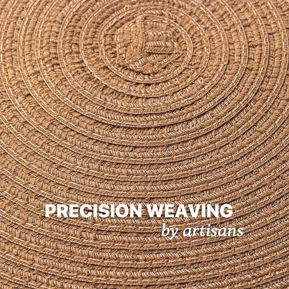 Round Placemats Set of 6 Woven Placemats Washable Braided Table Mats for Dining Table Heat Resistant Non-Slip Circle Place Mats(Brown)