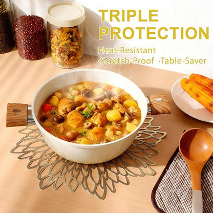 Set of 4 Round Placemats Gold, Heat-Resistant PVC Table Mats - Image 6