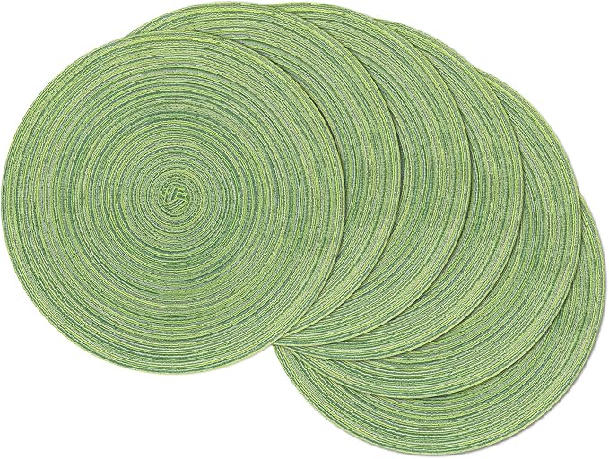 SHACOS Round Placemats Set of 8 Washable 15 inch Round Table Mats Braided Non by SHACOS