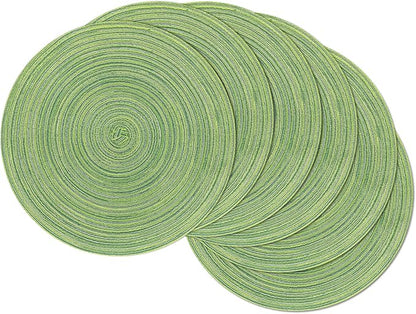 SHACOS Round Placemats Set of 8 Washable 15 inch Round Table Mats Braided Non by SHACOS
