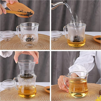 CNGLASS Glass Tea Cup with Removable Infuser and Lid, 10oz Thickened Glass - Image 4