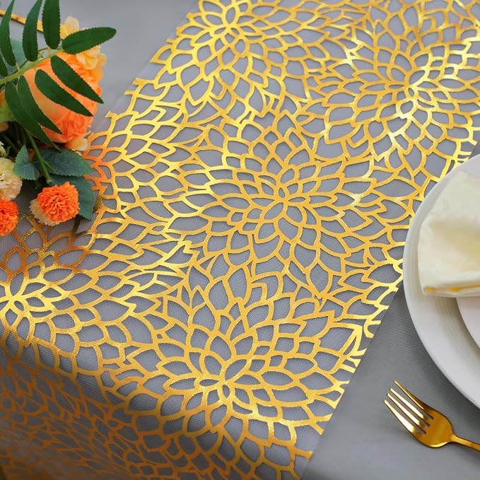 Snowkingdom 2 PCS Gold Table Runner 108 Inches Long - Image 2