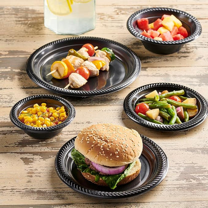 PLASTICPRO 800 PCS Black Plastic Plates Light Weight 6 Inch Plastic Dessert - Image 4