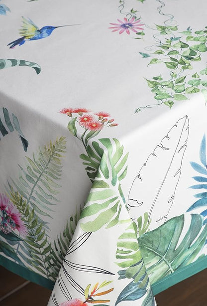 Maison d' Hermine Table Cloth Rectangle Table 100% Cotton 70 x 120 Inches Tablecloth Reusable Decorative for Dining Room Farmhouse Home Valentines Day Decorations Spring Summer - Tropiques